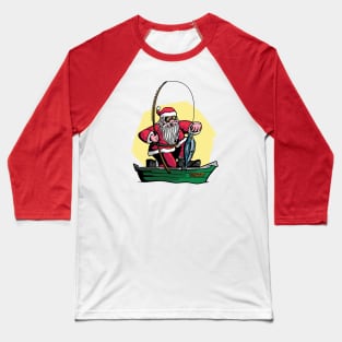 Funny Fishing Santa Claus Baseball T-Shirt